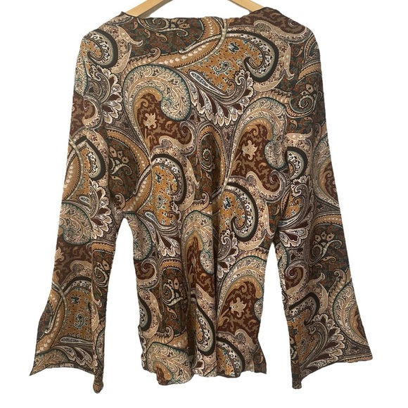 Vintage | Paisley Print | Long Bell Sleeves | Fancy | Old Money | Womens Blouse - Picture 5 of 7